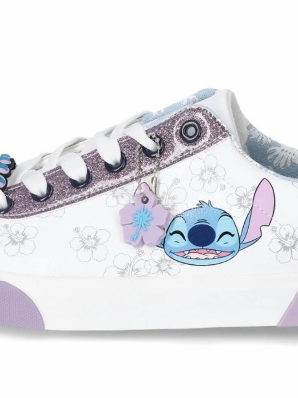 Kids White & Lavender Character Sneakers with Stitch Charm